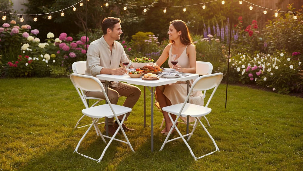 BTEXPERT 5 Piece Folding Card Table Portable and Chair Set, 34" Square F...
