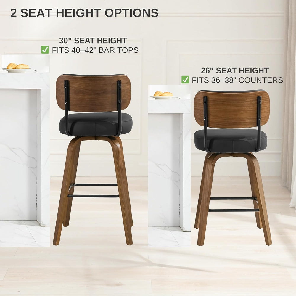 Swivel Bar Stools Set of 2, 26" Counter Height, Beige Grey