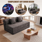 59" Convertible Sofa Bed High Backrest Boneless Couch in a Box,Brown | Washable Corduroy Futon Sofa Bed,Sectional Loveseat Floor Sleeper Sofa for Bedroom,No Assembly Couch for Living Room