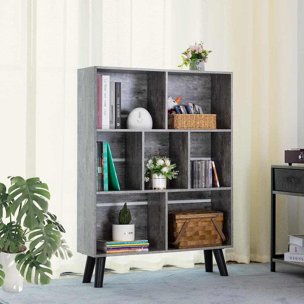 LEYAOYAO Bookshelf Cube Storage Organizer,3 Tier Bookcase with Legs,Modern Wo...