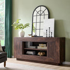 OKD Modern 70" TV Stand, Entertainment Center for TVs Up to 80", Media Console with Large Open Storage & Side Cabinets, Thick Wood Design for Living Room, Dark Walnut