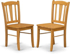 East West Furniture ESDL3-OAK-W 3 Piece Kitchen Table Set for Small Spaces Contains a Round Dining Room Table with Pedestal and 2 Solid Wood Seat Chairs, 30x30 Inch, Oak