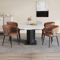Modern Dining Chairs Set of 4, Upholstered Faux Leather Kitchen Side Chairs with Curved Open Back, Easy Assembly for Dining Room, Restaurant, Cafe, Brown
