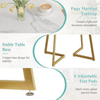 VECELO Small Round Dining Table Set for 2, Wood Tabletop with Strong Metal Frame, Modern Dinette with Chairs for Kitchen, Breakfast Nook Living Room, White & Gold