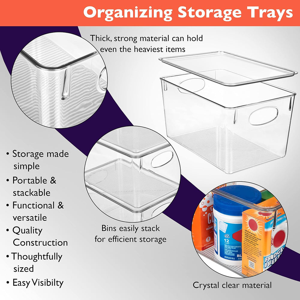 CLEARSPACE Plastic Storage Bins With lids – Perfect Kitchen Fridge Organizer,...