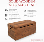 Amish Made Wooden Storage Chest Trunk Box with Lid and Handles for Bedroolanket, Clothes, Anti-Slam Hinges, Handmade, Rustic Hickory Wood, Asbury Stain, 42"