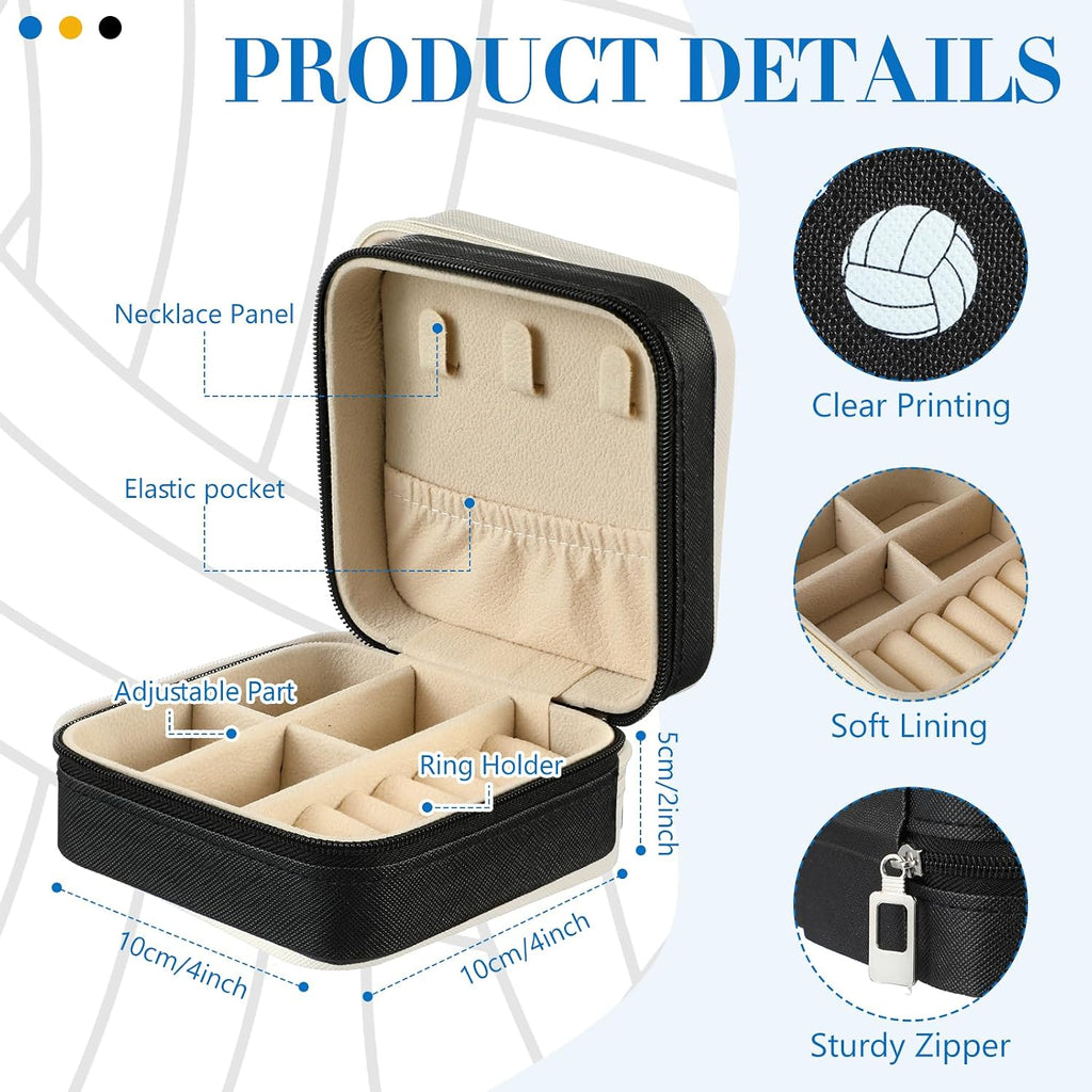 12 Pcs Volleyball Gifts for Team Bulk Volleyball Jewelry Box Small Portable Case for Team Coach Supplies (Black)