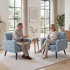 LSSPAID Modern Accent Chair Set of 1, Upholstered Chenille Armchair with Tufted Back, Comfy Single Sofa Chair Lounge Reading Chair with Solid Wood Legs for Living Room Bedroom Office, Dusty Blue