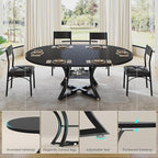 Itaar Round Extendable Dining Table Set for 4-6 People, 5-Piece Kitchen Table Set with 4 Cushion Chairs, Dining Room Table for 6 with MDF Board & Metal Frame for Small Space, Easy Clean, Black