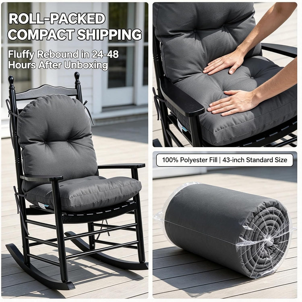 QILLOWAY Tufted Outdoor Chair Cushion Set of 4, Waterproof 43x20x4 Inch Non S...