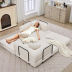 GarveeHome 79" Convertible Sleeper Sofa Bed Couch, 4-in-1 Boneless Corduroy Folding Sofa Bed with Pillow & Fixed-Shape, Floor Mattress Couch Loveseat for Living Room Apartments - No Assembly, Beige