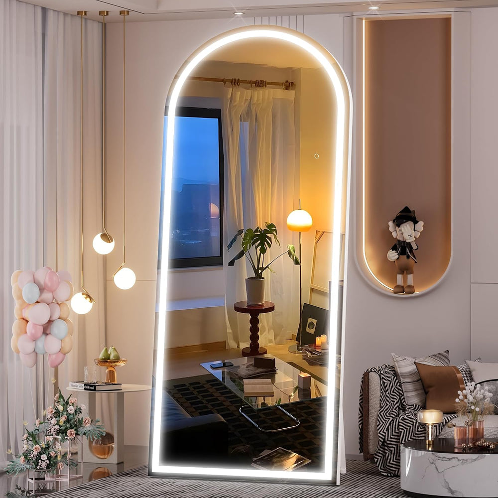 Hasipu 81" X 34" Full Length Mirror with Lights, Aluminum Frame Arc...
