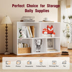 Book Shelf, Wooden Cube Storage Organizer with 11" Open Cubes, Stackable Modular Bookcase for Room Divider Storage, 2 Tier Bookshelf for Living Room, Bedroom, Office (White, 5-Cube)