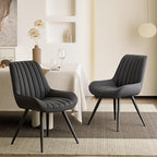 Modern Dining Chairs Set of 2,Upholstered Dining Room Chairs with Thick Cushions,Fabric Comfy Dining Chairs with Metal Legs for Dining Room Black