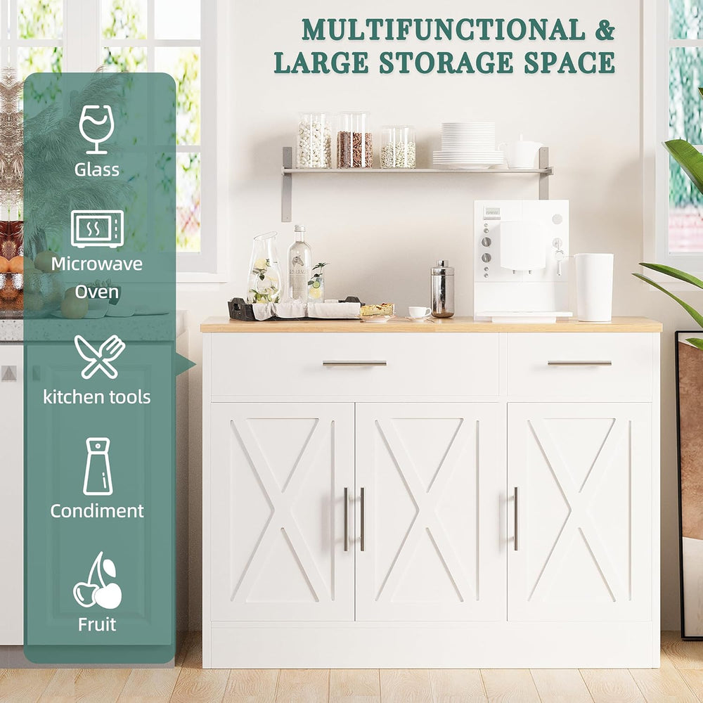 Shintenchi Modern Farmhouse Sideboard Buffet Cabinet with Storage with 3 Door...