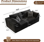 78.8" Cloud Couch Modular Sectional Sofa, Boneless Loveseat Deep Seat Couch, Soft Corduroy Upholstery, DIY Combination for Living Room & Apartment, No Assembly Required, Black