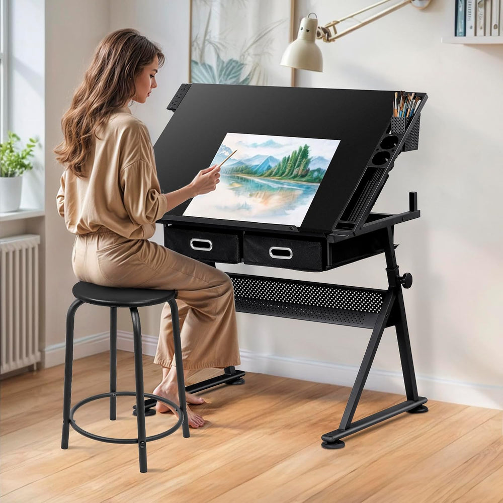 Nouva Adjustable Drafting Table Drawing Table w/Power Outlets (2AC, USB, Type...