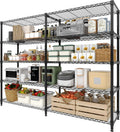 5-Tier Storage Shelving Unit Metal Shelves 59" W Wire Shelving, 70" H L-Shaped Pantry Shelves Kitchen Storage Shelves for Home Commercial Garage Heavy Duty, 70.5" H x 59" W x 13.8" D