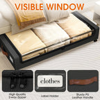 Under Bed Storage with Wheels 1Pack Storage Containers with Clear Window&Label Under Bed Drawers Rolling Under Bed Storage for Clothes,Shoes, Blankets (30.71 x 16.93 x 6.69 in, Black)