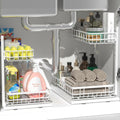 Under Sink Organizer, Adjustable Height Pull-Out Kitchen Storage Organization,15.8" x 11.8" x 16.5", 2-Tier Kitchen Shelf, Bathroom Drawer Organizer, 2 Pack|White