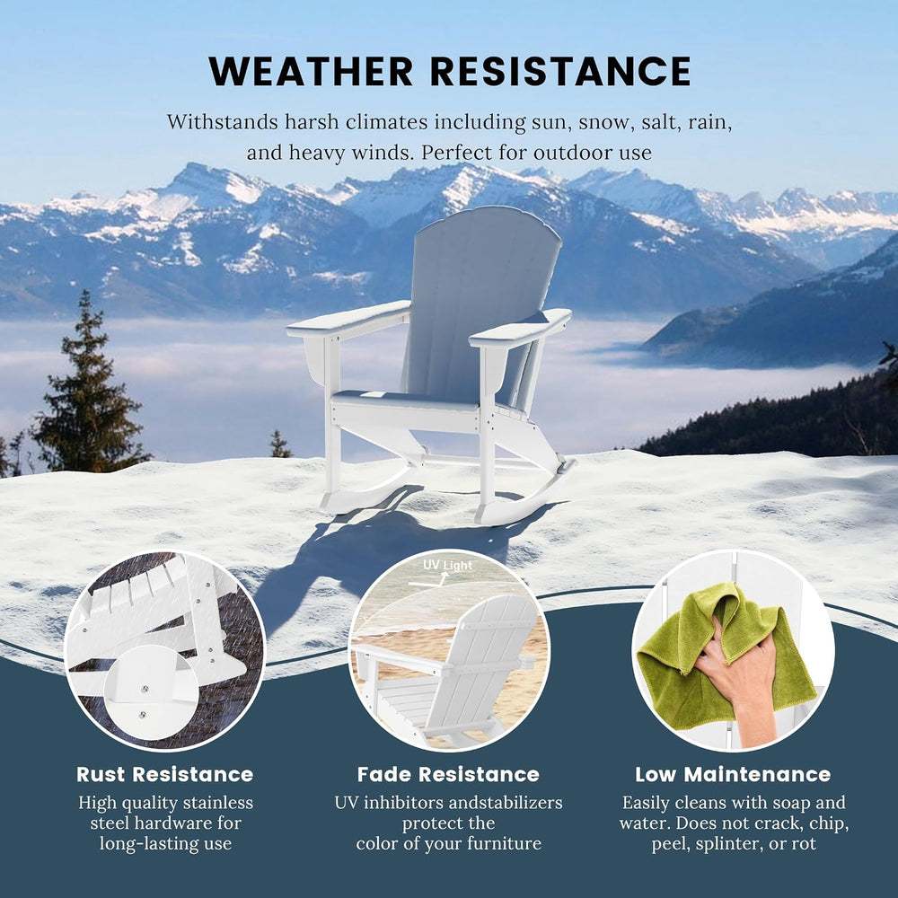 HDPE Laguna Outdoor Rocking Poly Adirondack Chair (Set of 2), White