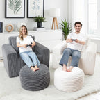 HABUTWAY Bean Bag Chair for Adults with Pillow, Giant Bean Bag Chairs with Ottoman, Comfy Dorm Chair with High Backrest & Wider Armrest, Lounger Chair Indoor for Bedroom Living Room(Beige)