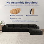 157.6" Oversized L Shaped Modular Boneless Sofa with Ottoman, Cloud Sectional Couches for Living Room, Deep Seat Corduroy Upholstered Couch Furniture Set, No Assembly Required (4 Seater+1 Ottoman)