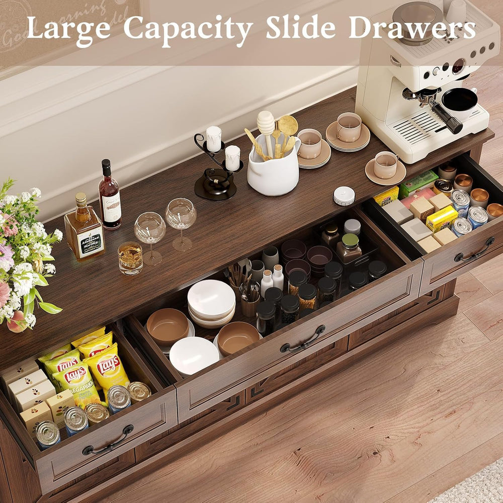 Vipbear 65" Large Sideboard Buffet Cabinet with Storage, Farmhouse Buffe...