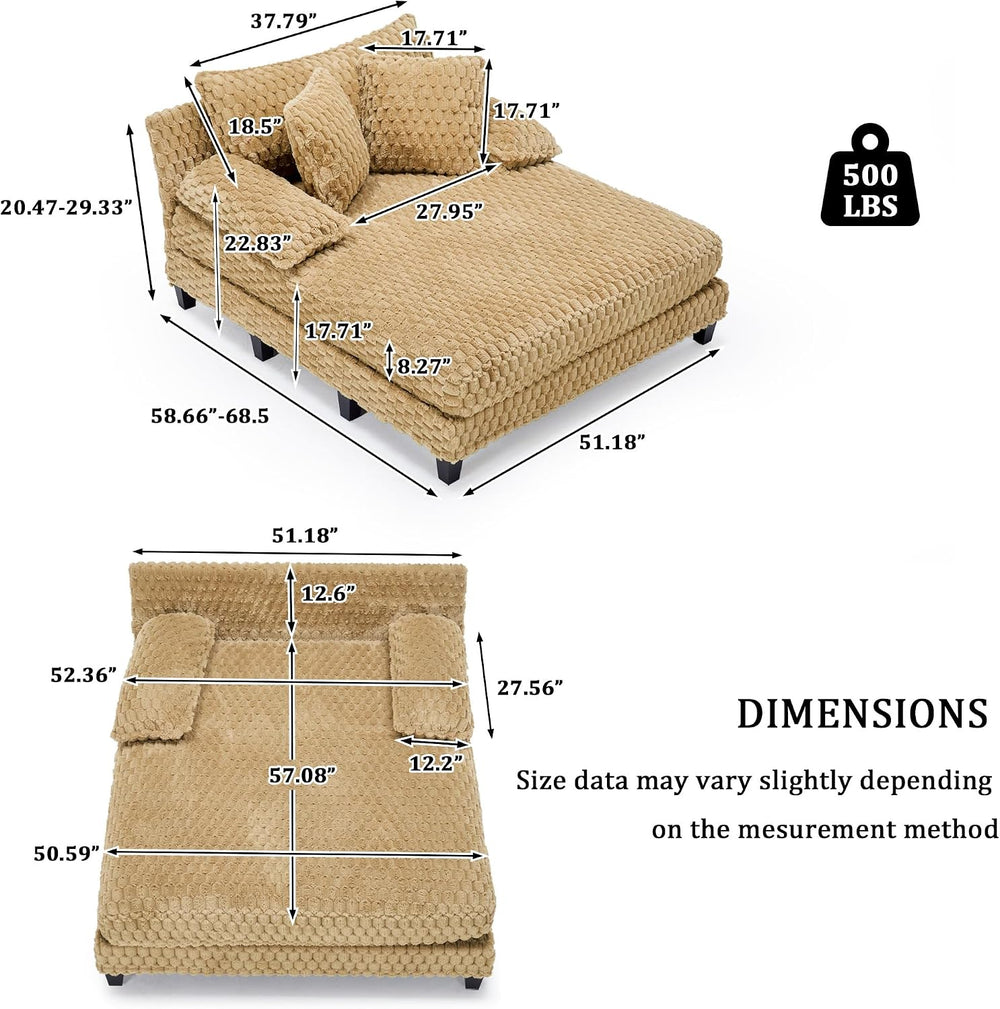 Faux Fur Oversized Chaise Lounge Indoor with Adjustable Backrest | 59 Inches ...
