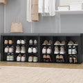 Hzuaneri Shoe Storage Bench with Cushion, Entryway Storage Bench with 18 Cubbies, 9.5" Widened Organizer Cabinet, Long Cubby Rack for Living Room, Bedroom, Entryway, Black SB25704GY | 9.5" Widened Organizer Cabinet, large Cubby Shoe Rack for Living Room
