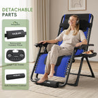 Amopatio XL Padded Zero Gravity Chairs Foldable Zero Gravity Lounge Chair Outdoor Portable Reclining Chair with Removable Cup Holder/Headrest/Footrest