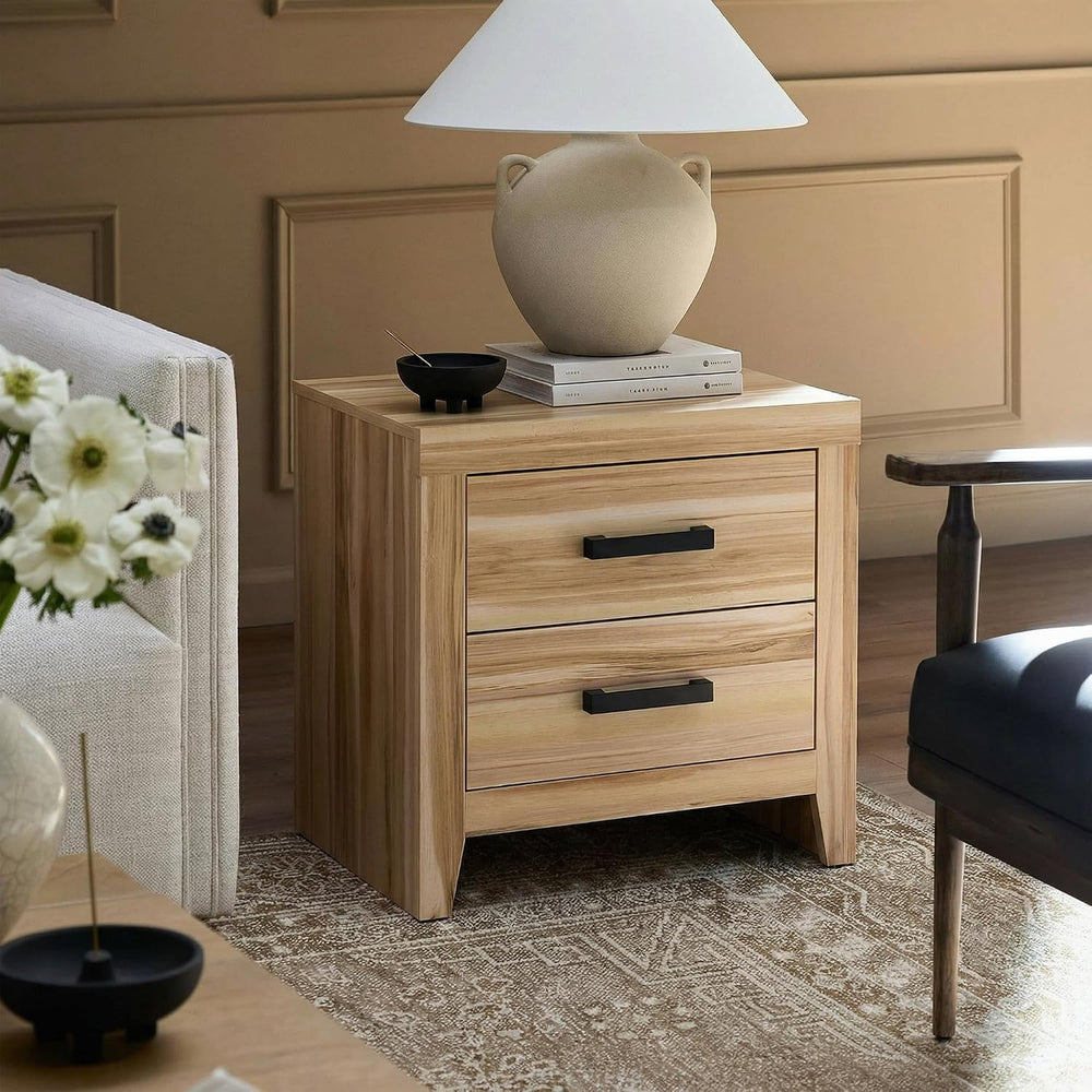 WAMPAT End Table with 2 Large Drawers, Farmhouse Side Table with Storage, Rus...