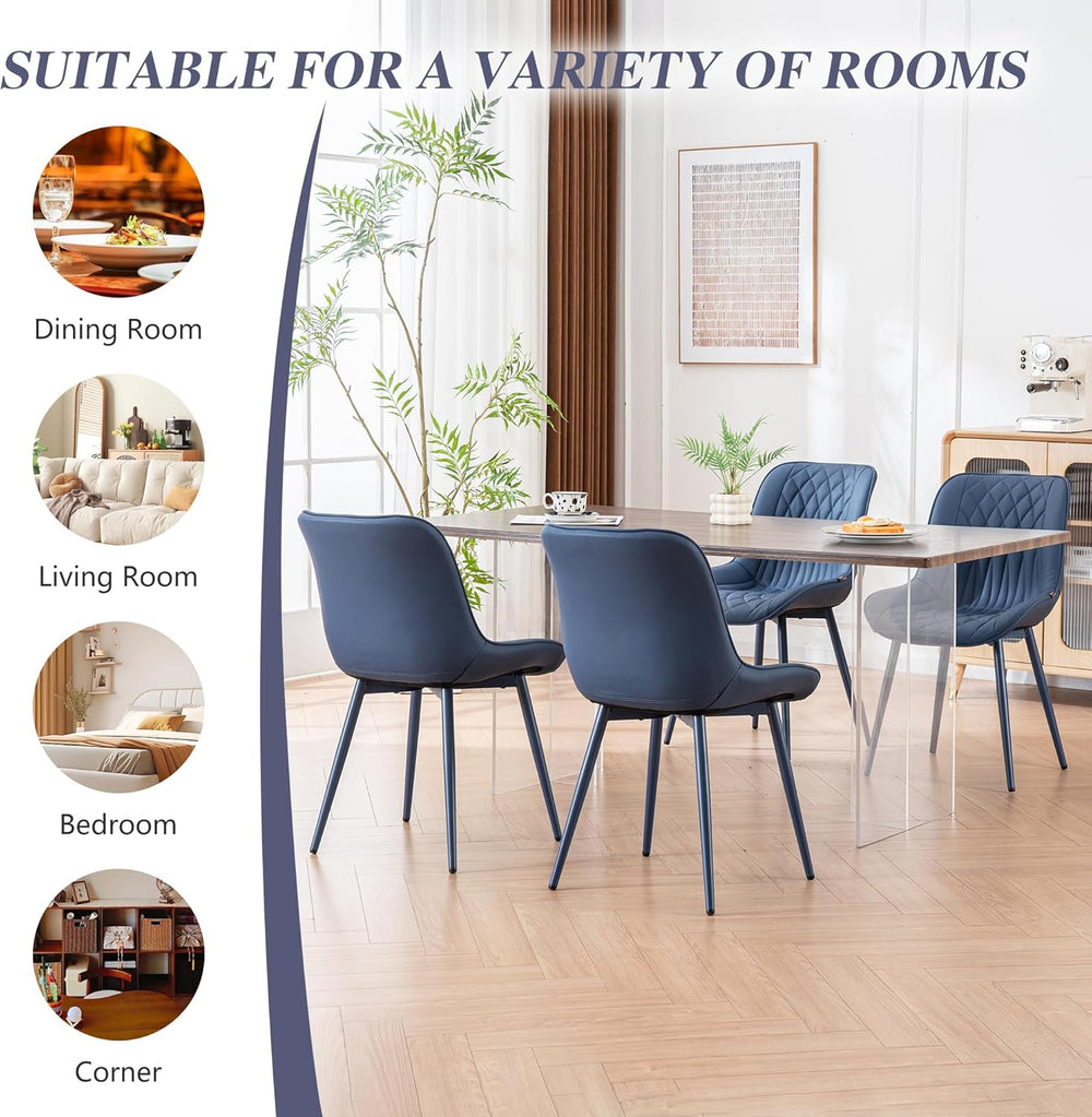 YOUNIKE Faux Leather Dining Chairs Set of 2 Mid-Century Modern High Padded Ba...