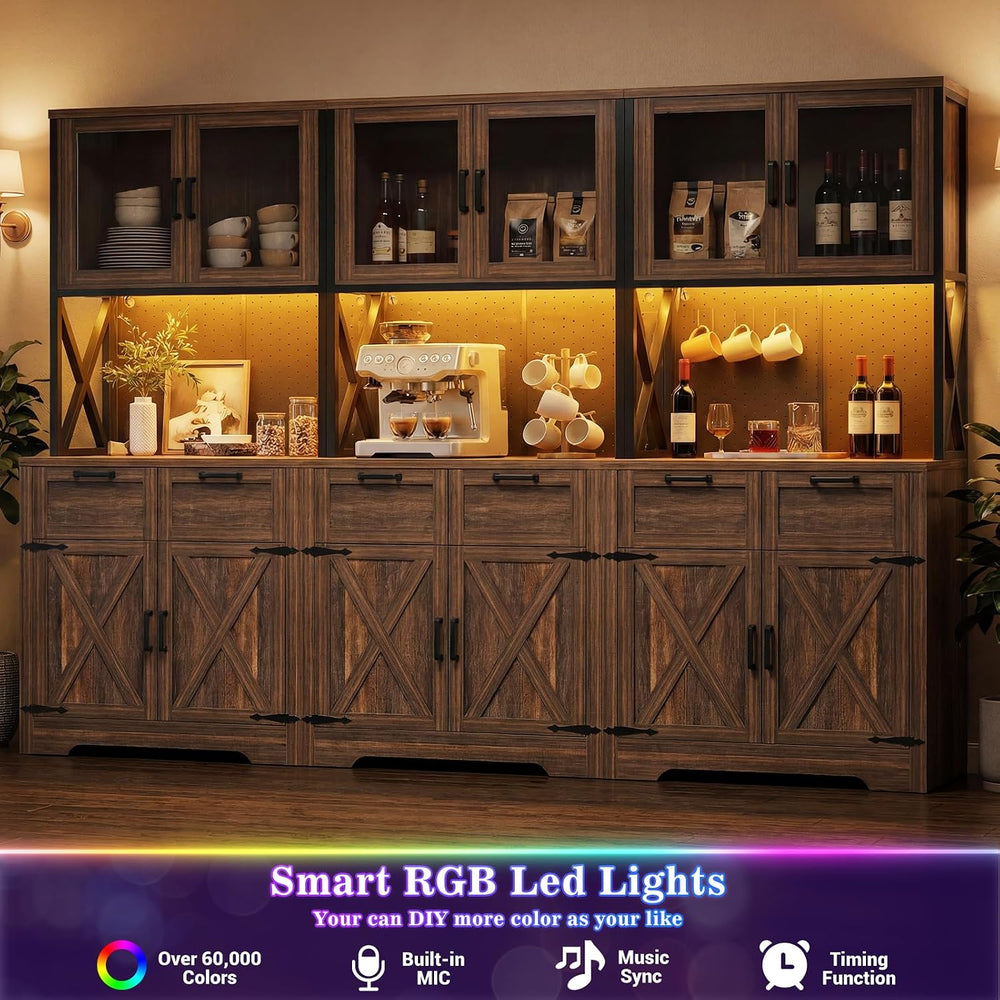 Unikito 94.5" Wide Kitchen Pantry Cabinet with 3 Power Outlets & LED...