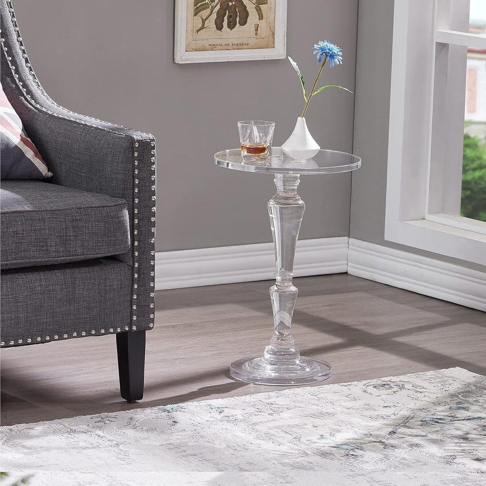 Furniture Acrylic Side Table,Clear Small Round Side/End Tables with Support R...