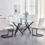 AZmac Modern Leather Dining Chairs Set of 4,Armless Kitchen Chairs,Dining Room Chair with Upholstered Padded Seat and Sturdy Chrome Legs for Dining Room,Kitchen (Set of 4, White-Black Leg)