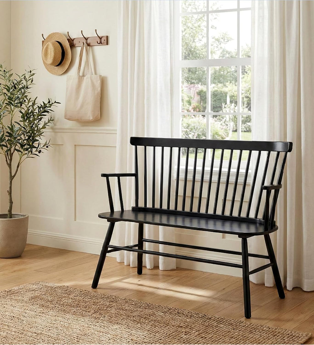 CARTESIAN Solid Wood Spindle Back Farmhouse Entryway Bench, 48x19x36 Inches (...