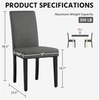 Yaheetech Dining Chairs Set of 4 Fabric Parson Upholstered Kitchen Chairs with Padded Seat and Solid Wood Legs for Dining Room/Restaurant, Armless Design, Dark Grey