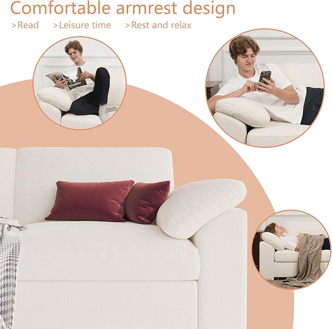 EASE MOOSE Sectional Modular Sofa, Oversized L Shape Sectional Couch Wide Deep seat Sectional Sofa,FSC Certified Comfortable Chenille White Modular Sofa