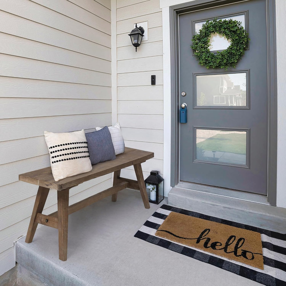 Wnutrees 47" Farmhouse Wood Bench, Solid Wood Entryway Bench, Brown | Di...