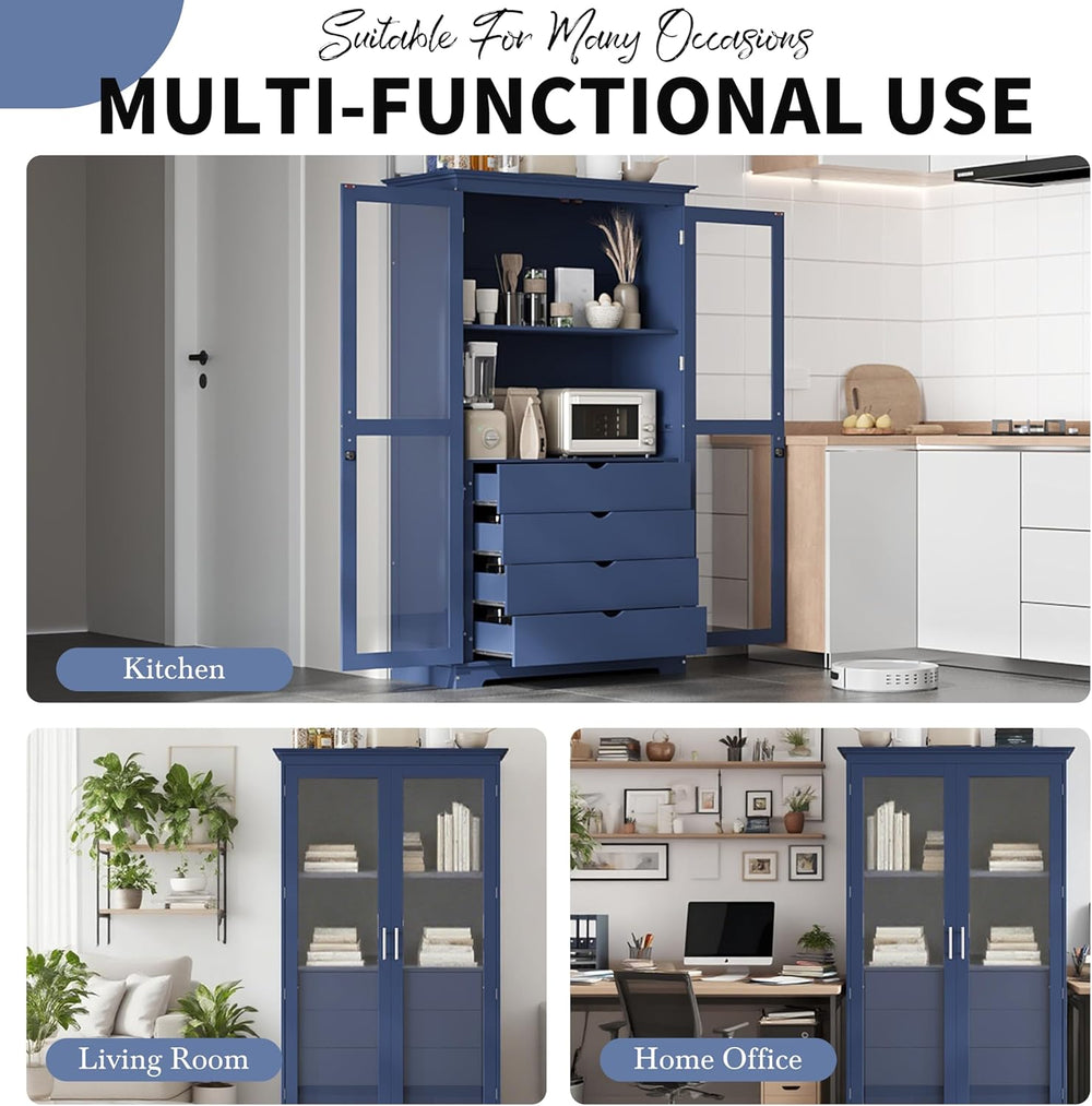 Polibi 44.7" Extra-Large Freestanding Storage Cabinet - Glass Door Displ...