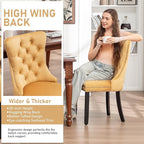 Mid Century Modern Dining Chair Set of 4 Velvet Upholstered Dining Accent Chair Farmhouse Dining Chairs with High Back and Nailhead Trim for Kitchen, Living Room, Bedroom (Gold)