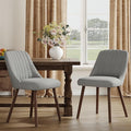 Upholstered Dining Chairs Set of 2, Modern Fabric Kitchen Chairs with Back, Wood Legs for Kitchen Dining Room Restaurant, Grey