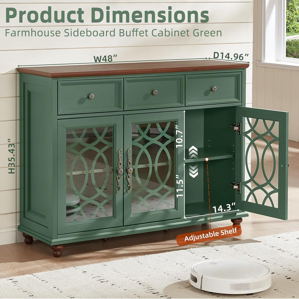 Joaxswe Farmhouse Sideboard Buffet Cabinet with Storage,48" Large Creden...