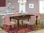 East West Furniture DODA5-MAH-23 5 Piece Dining Room Set Consists of a Rectangle Wooden Table with Butterfly Leaf and 4 Polyester Fabric Upholstered Chairs, 42x78 Inch, Mahogany