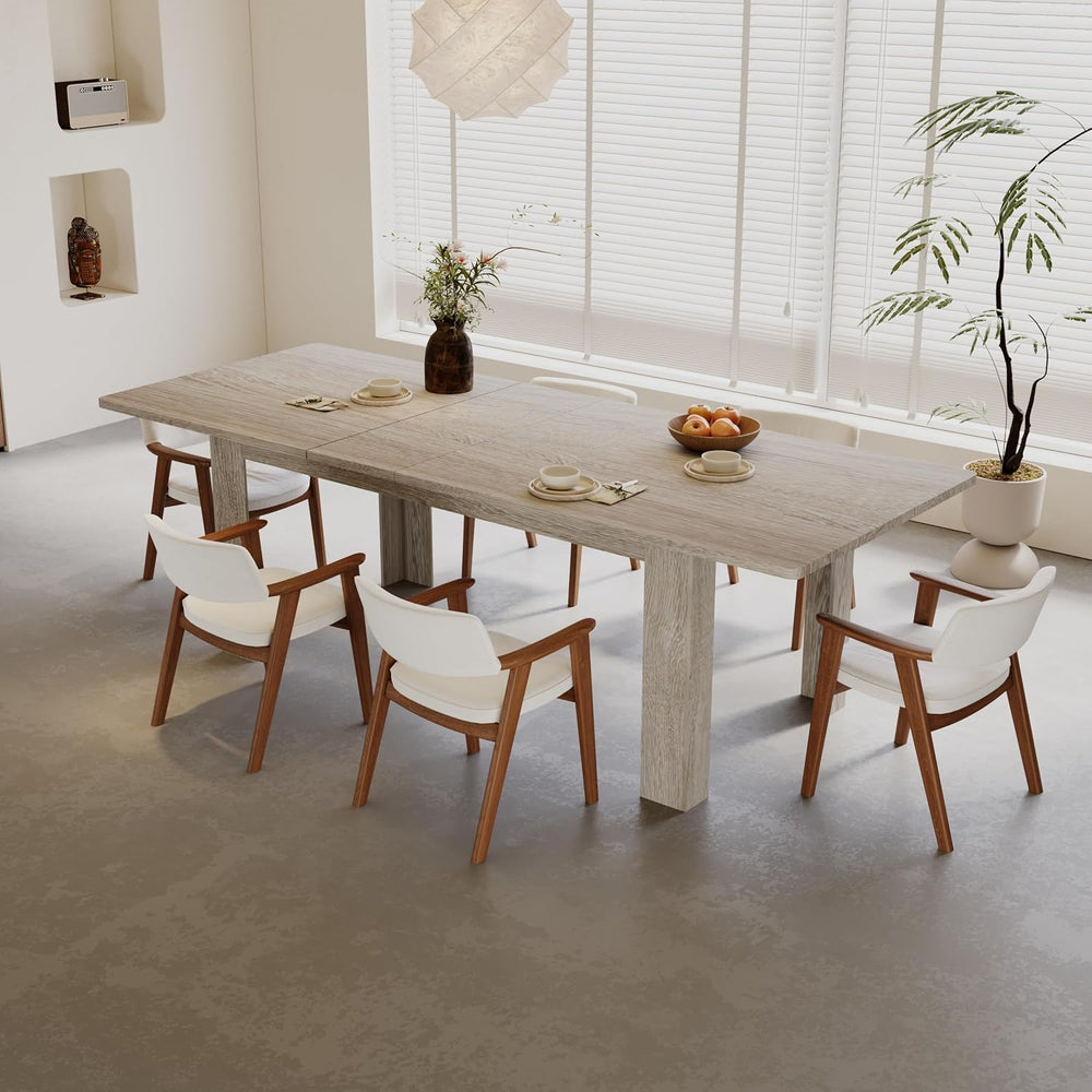 Extendable Dining Table for 6-10 Person, 55" to 86" Modern Dining R...