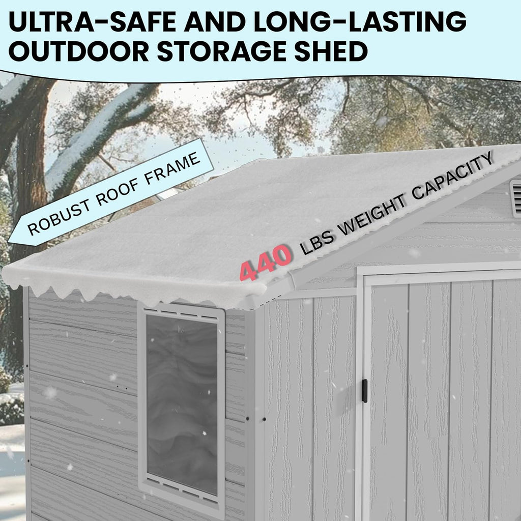 Devoko 6x4 FT Plastic Outdoor Storage Shed - Lockable Resin Tool Shed with Window & Floor - Easy Assembly for Garden, Backyard