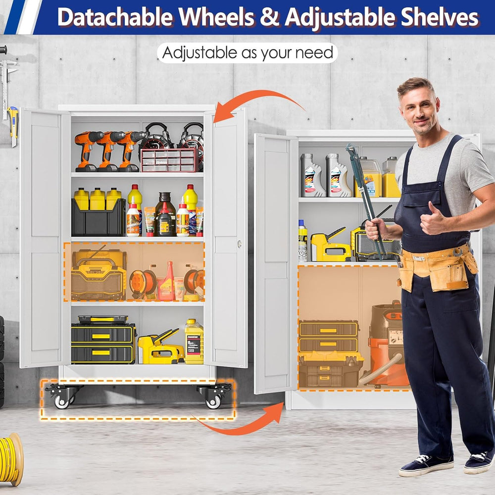 GAIOUS Metal Garage Storage Cabinet with Lock and Wheels, 45.7" Tall Met...