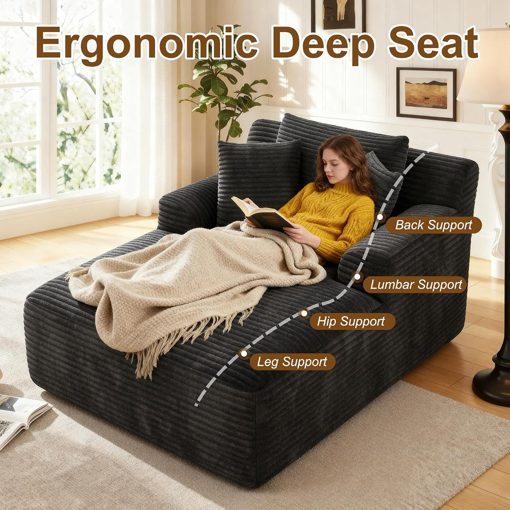 Avenix 66" Oversized Chaise Lounge Chair Indoor, Cloud Corduroy Reading ...