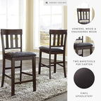 Signature Design by Ashley Haddigan 24" Counter Height Upholstered Barstool 2 Count, Dark Brown